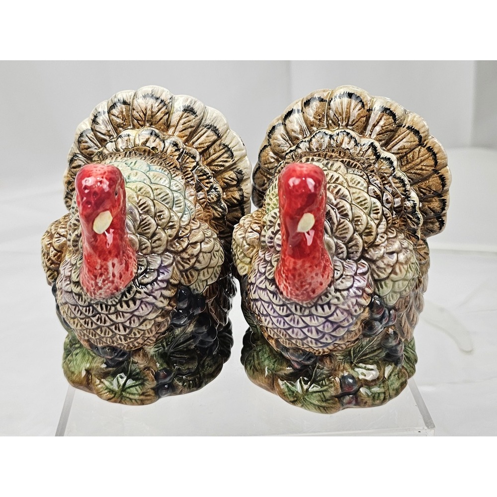 Thanksgiving Turkey Salt and Pepper Shaker Set Ceramic Fall Harvest Decor 2845